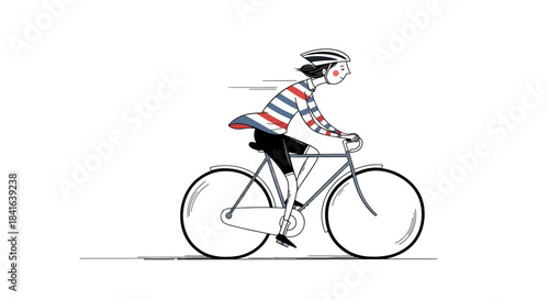 Dynamic bicycle ride with a rider in striped shirt conveying movement and freedom