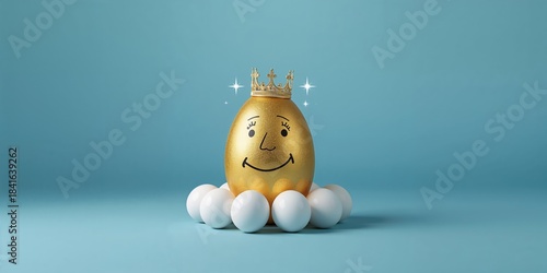 Humorous golden egg with a ...