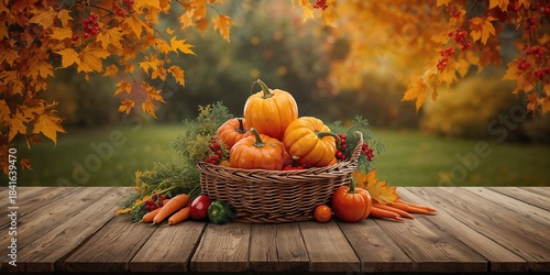 Fall harvest scene featurin...