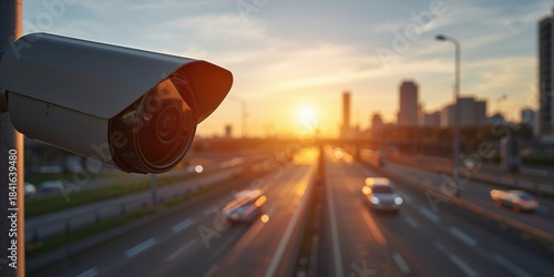 Close-up of a traffic camer...