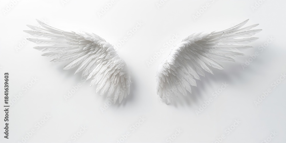 Obraz premium Angel wings separated on a white background for graphic design use, purity and ethereal qualities