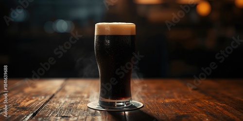 Cold stout beer in a glass ...