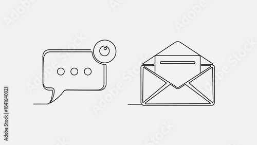 Minimalist Illustration Showcasing Messages and Email Communication Concepts on Digital Platforms