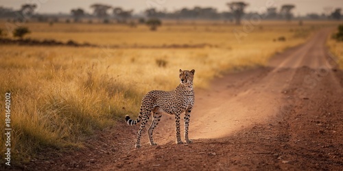 Cheetah on dirt track in na...