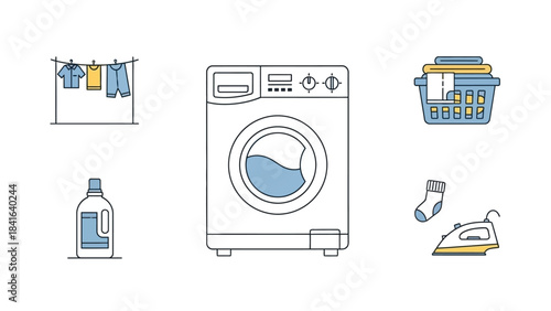 Whimsical laundry day vector illustration showcasing cleanliness and care in a simple design