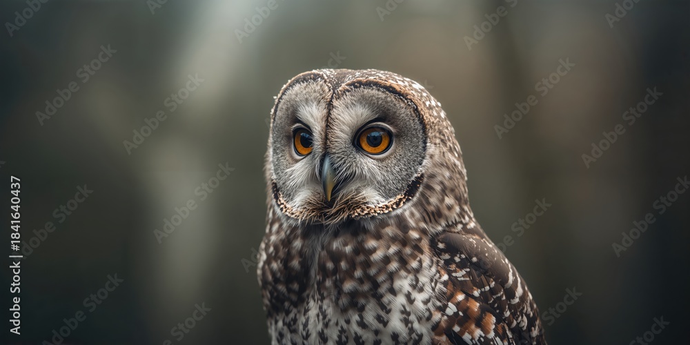 Fototapeta premium Detailed image of a spotted owl, highlighting plumage patterns and nocturnal behavior, useful for nature study visuals