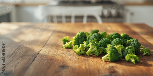 Raw broccoli florets arrang...