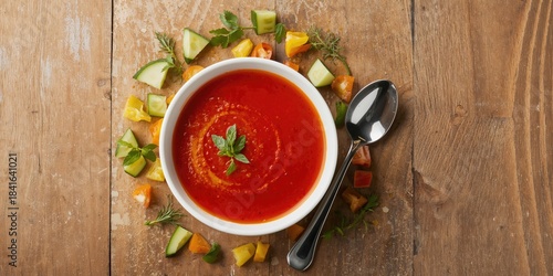 Gazpacho soup in bowl over ...