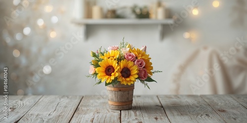 Artificial flowers in a dec...