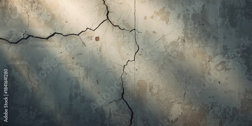 Cracked concrete wall, high...