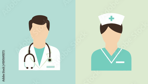 Medical professionals depicting doctors and nurses providing healthcare services
