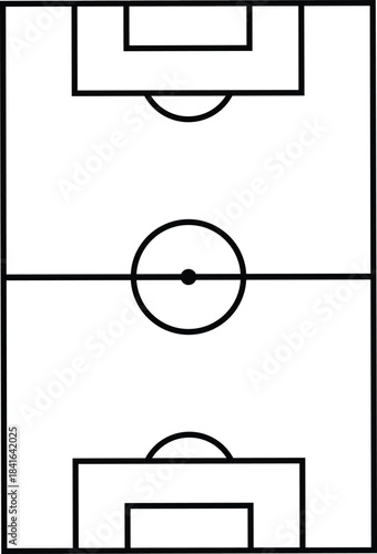 Football pitch plan with top-view texture. Soccer ground lines and court background. Flat vector illustration isolated on white background.