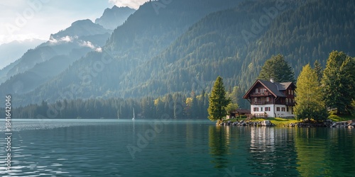 Fototapeta Naklejka Na Ścianę i Meble -  Scenic view of Welterbespirale in Obertraun Austria, natural landscape preservation