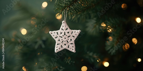 White crocheted snowflake s...