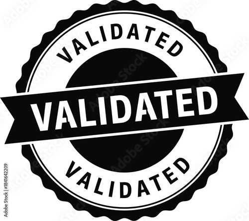 Black and white validated badge stamp