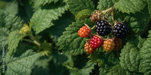 Blackberries at various rip...