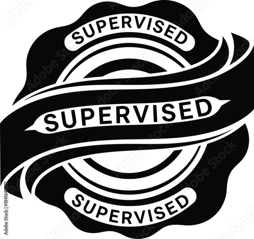 Black and white supervised badge
