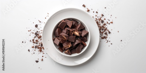 Broken chocolate pieces in ...