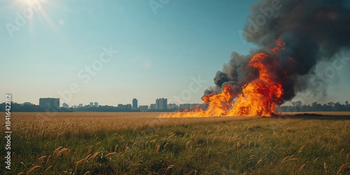 Fire burning in an open fie...