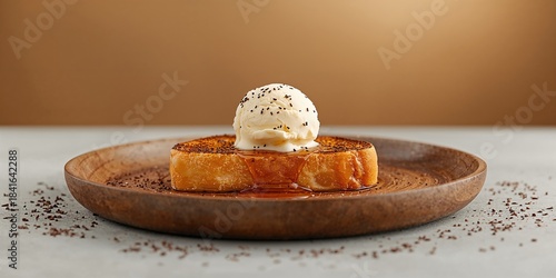 Honey toast served on a pla...