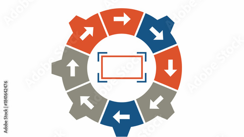 Gear illustration showing a continuous circular process with an adaptive frame, symbolizing workflow optimization, system flexibility, and scalable technological solutions
