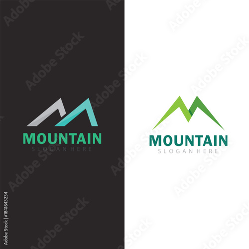 Elegant Mountain Peak Silhouette Logo Design for Modern Outdoor Adventure Brand Identity
