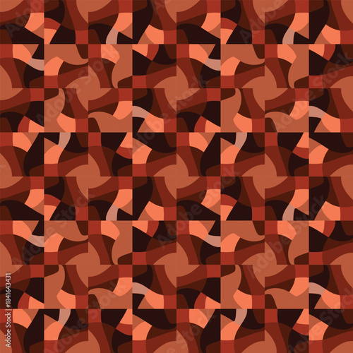 A dense field of warm Brown fractured cubes arranged in shifting angular clusters creating a dynamic and sharply faceted abstract surface