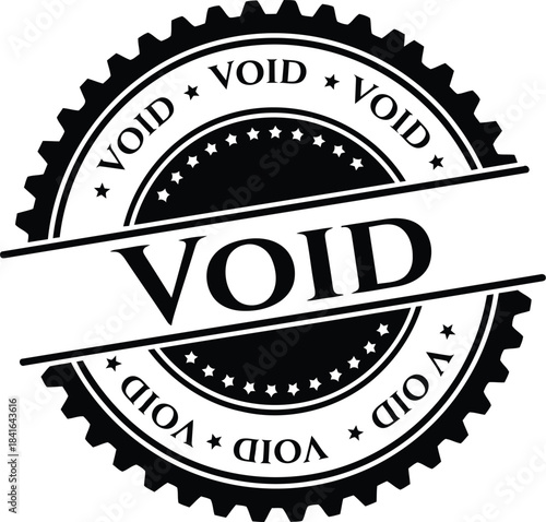 Void black and white stamp vector illustration, cancellation, invalid document, officially rejected icon