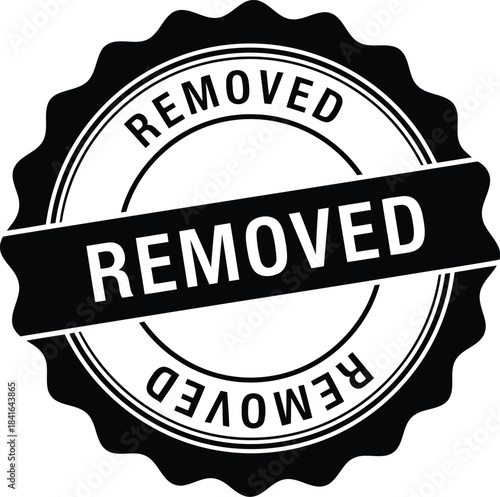 Removed black stamp vector illustration, officially withdrawn, deleted, taken out of circulation icon