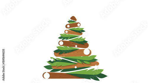 Cinnamon stick christmas tree made from stacked cinnamon bark on