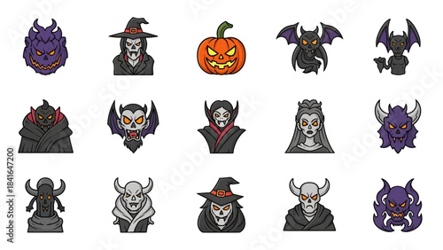Halloween Monsters and Spooky Characters Collection.