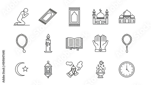 Islamic Icons Collection Religious Symbols and Objects.