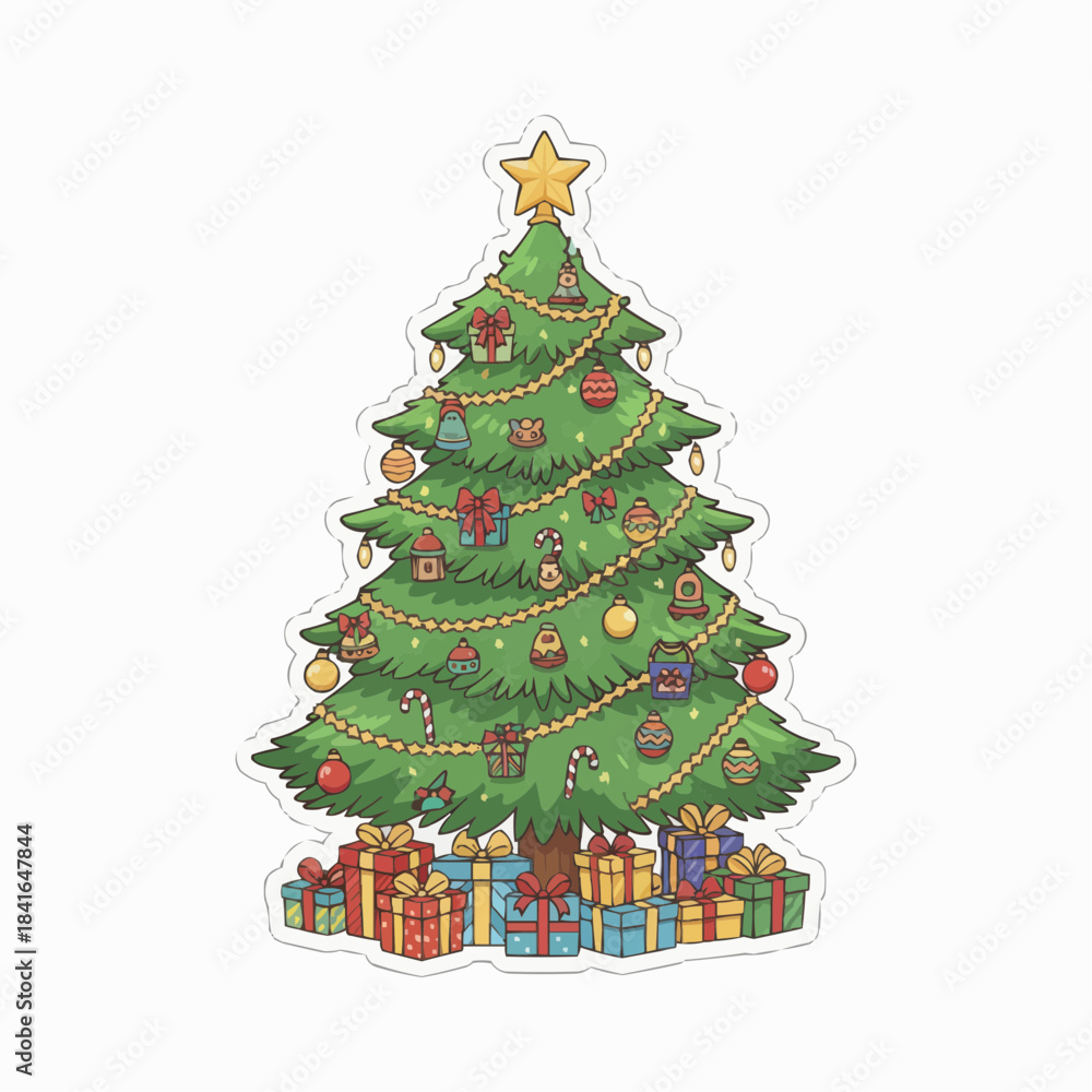 Naklejka premium christmas tree with gifts