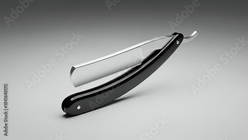 Straight Razor on Gray Background