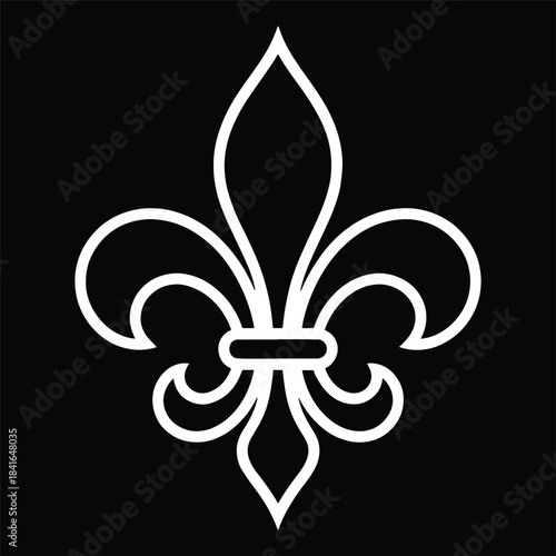 Elegant Fleur-De-Lis Symbol Black White