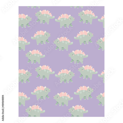 Dinosaur seamless pattern with cute stegosaurus