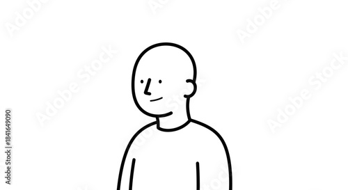 Minimalistic line drawing of a person with a subtle smile conveying calm expression