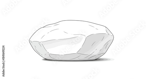 Monochrome drawing of a simple rock formation with subtle shading and clean lines