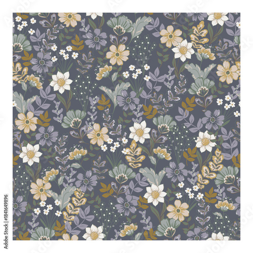 Pattern with vintage floral garden design