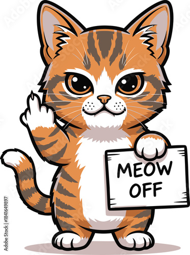 cat with a blank sign