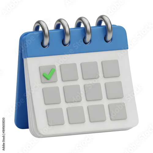 Calendar with green checkmark reminder illustration PNG