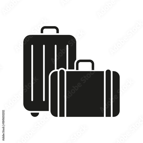 Luggage Bags Solid Icon. Travel Preparation, Vacation Planning, And Baggage Management Silhouette Symbol. Transport Convenience. Isolated Vector Illustration