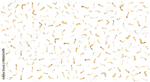 Gold confetti pieces scattered on a transparent for celebration