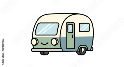 Playful Camping: A Whimsical Cartoon Campervan Illustration, Perfect for Creative Projects
