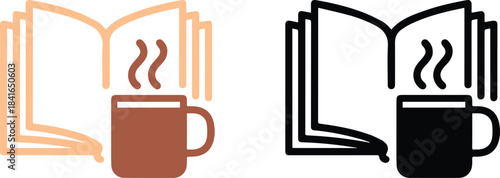  Book + warm drink icon