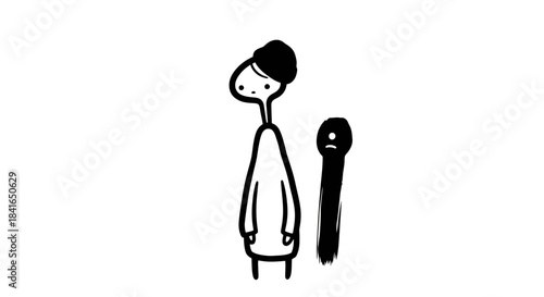 Solitude and Shadows: A Whimsical Tale of Loneliness Illustrated in Minimalist Style