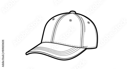 Striking vector illustration of a baseball cap showcasing detailed lines and contours for various