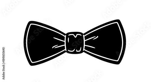 Sophisticated monochrome bow tie graphic isolated on white background illustration