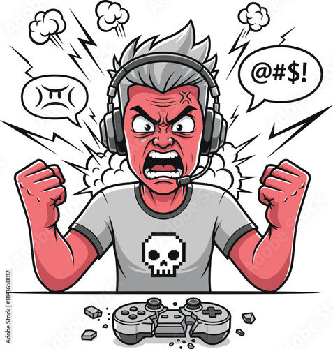 angry man screaming in the air