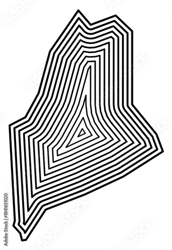 Symbol Map of the State Maine (United States of America) showing the state border buffered inside with black tapering lines